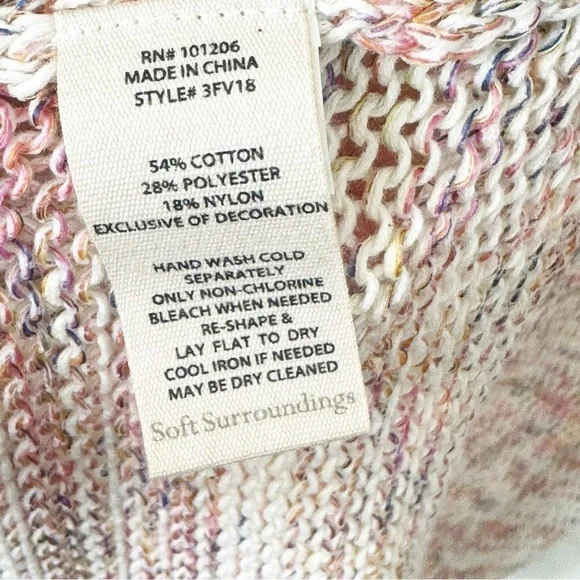 Soft Surroundings Multicolor Knit Embroidered Ochoa Open Cardigan Medium Petite - Picture 7 of 7